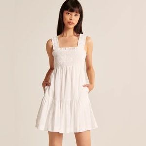 SOLD - White smocked bodice easy mini dress abercrombie